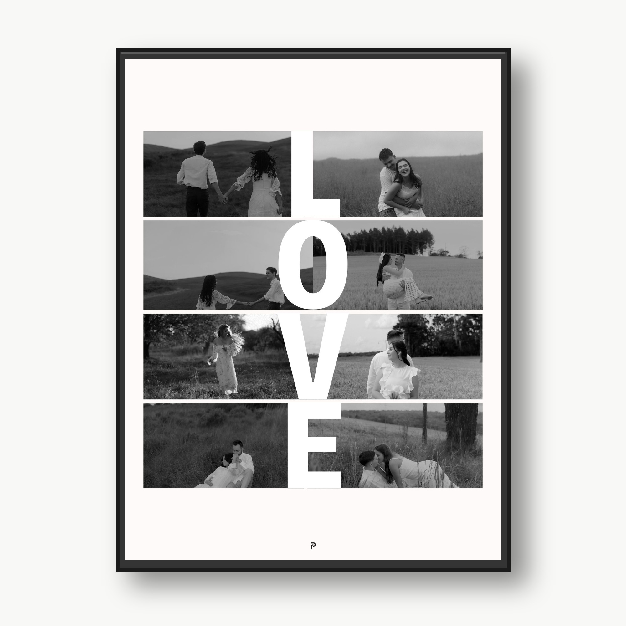 Kişiye Özel LOVE Poster / 8 Fotoğraflı Tipografi / Çerçeveli